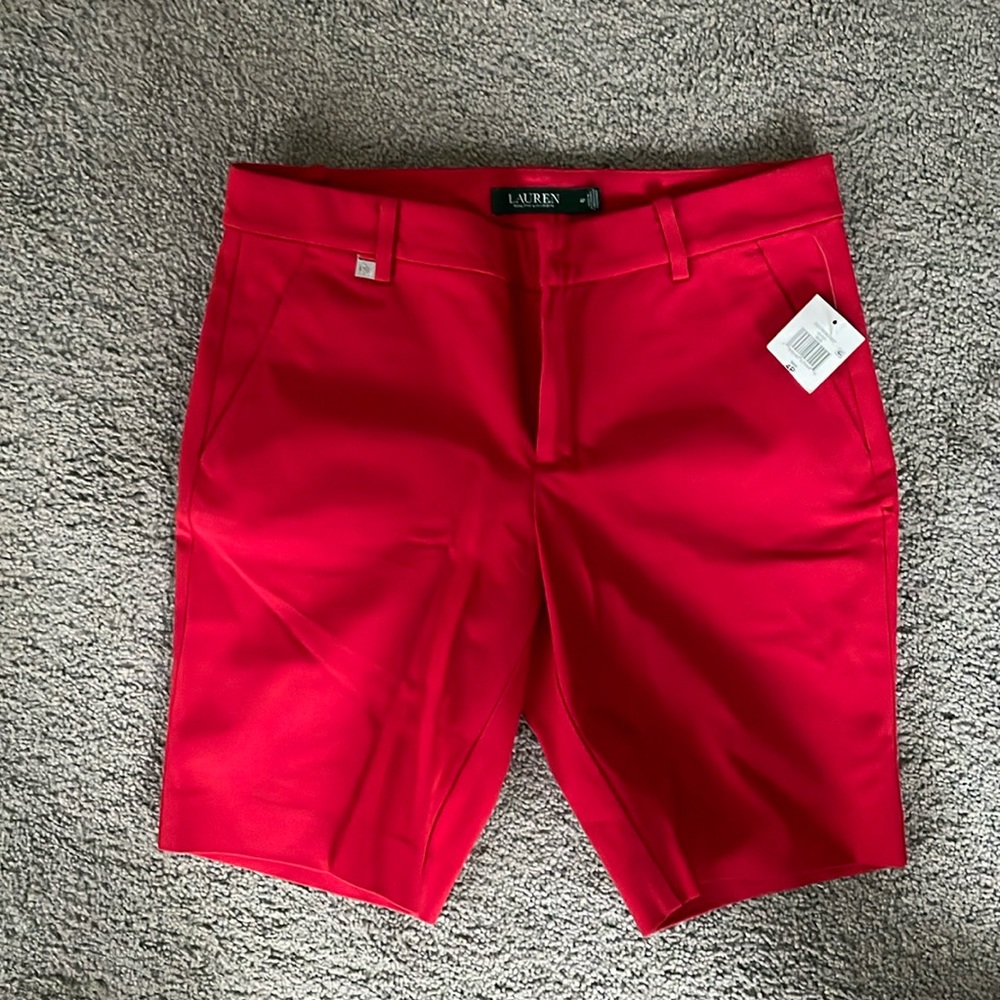 Ralph Lauren Size 4P ladies red Bermuda shorts NWT